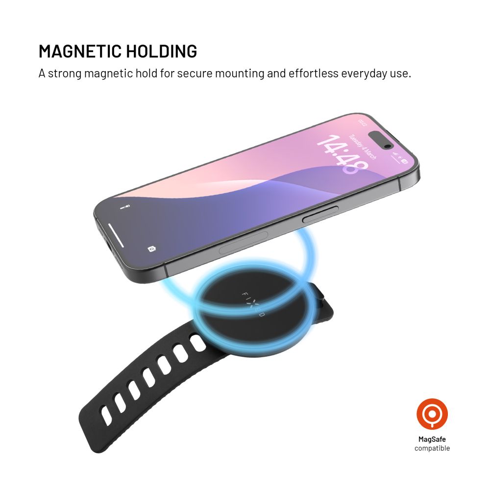 Fitness držák mobilního telefonu FIXED MagGrip Active s MagSafe uchycením, černý