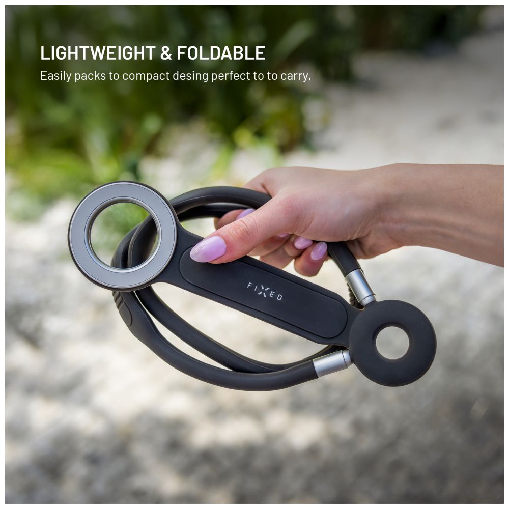 Držák telefonu na krk FIXED Creator Neck Phone Holder s podporou MagSafe, šedý