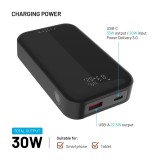 Powerbanka FIXED Zen 10 Pro s LCD displejem a výstupem 30W, 10 000 mAh, černá