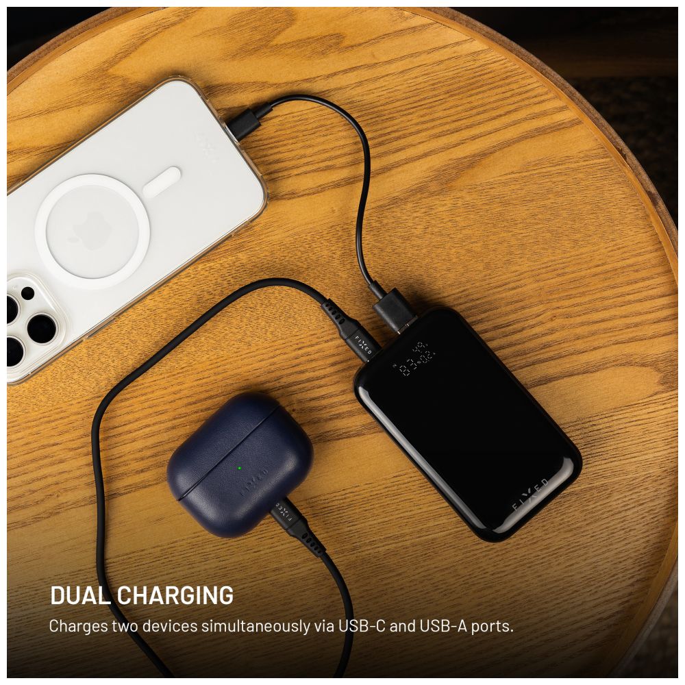 Powerbanka FIXED Zen 10 Pro s LCD displejem a výstupem 30W, 10 000 mAh, černá