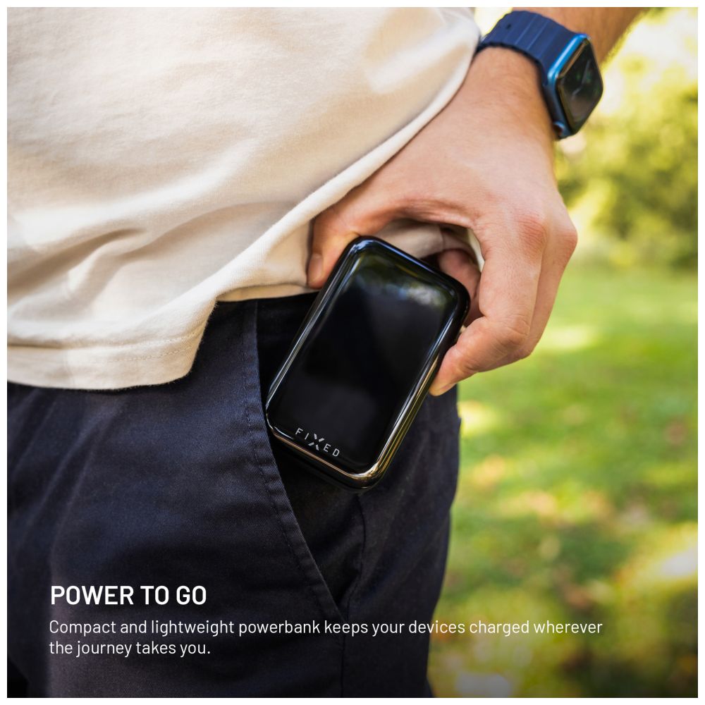 Powerbanka FIXED Zen 10 Pro s LCD displejem a výstupem 30W, 10 000 mAh, černá