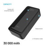 Powerbanka FIXED Zen2 30 Plus s LCD displejem a výstupem PD 65W, 30 000 mAh, černá