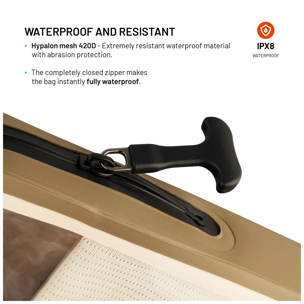 Voděodolné pouzdro na mobilní telefon FIXED Dry Case z hypalonu s certifikací IPX8, khaki