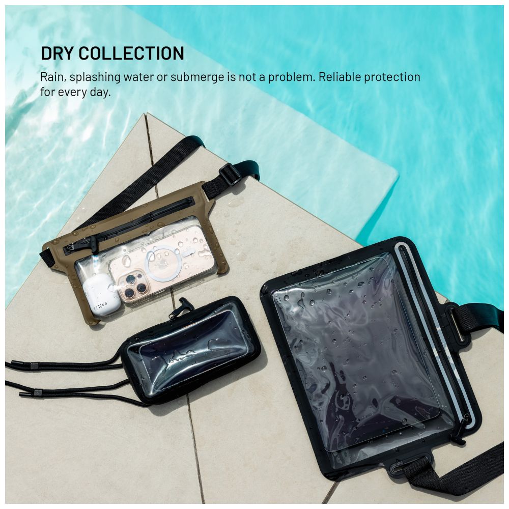 Voděodolné pouzdro na mobilní telefon FIXED Dry Case z hypalonu s certifikací IPX8, černé