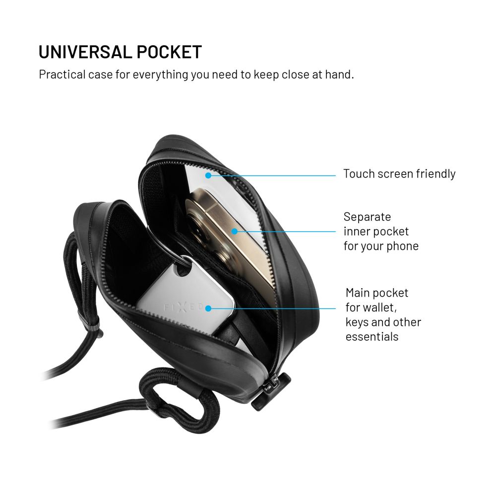 Voděodolné pouzdro na mobilní telefon FIXED Dry Case z hypalonu s certifikací IPX8, černé