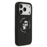 Karl Lagerfeld Liquid Silicone Karl and Choupette MagSafe Zadní Kryt pro iPhone 17 Pro Max Black