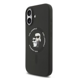 Karl Lagerfeld Liquid Silicone Karl and Choupette MagSafe Zadní Kryt pro iPhone 17 Black