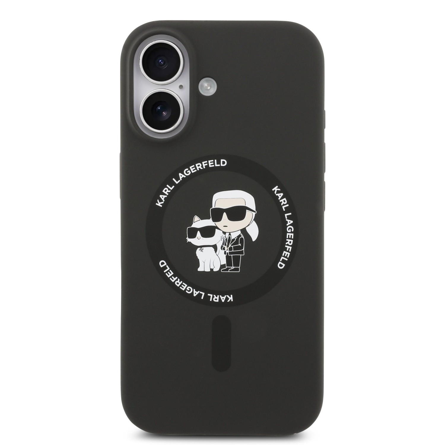 Karl Lagerfeld Liquid Silicone Karl and Choupette MagSafe Zadní Kryt pro iPhone 17 Black
