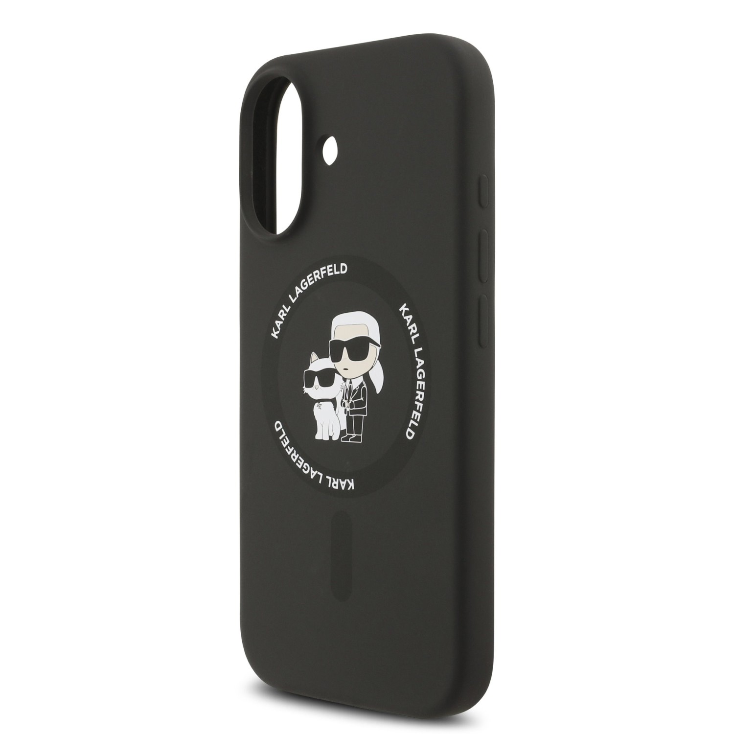 Karl Lagerfeld Liquid Silicone Karl and Choupette MagSafe Zadní Kryt pro iPhone 17 Black