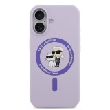 Karl Lagerfeld Liquid Silicone Karl and Choupette MagSafe Zadní Kryt pro iPhone 17 Purple