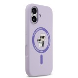 Karl Lagerfeld Liquid Silicone Karl and Choupette MagSafe Zadní Kryt pro iPhone 17 Purple