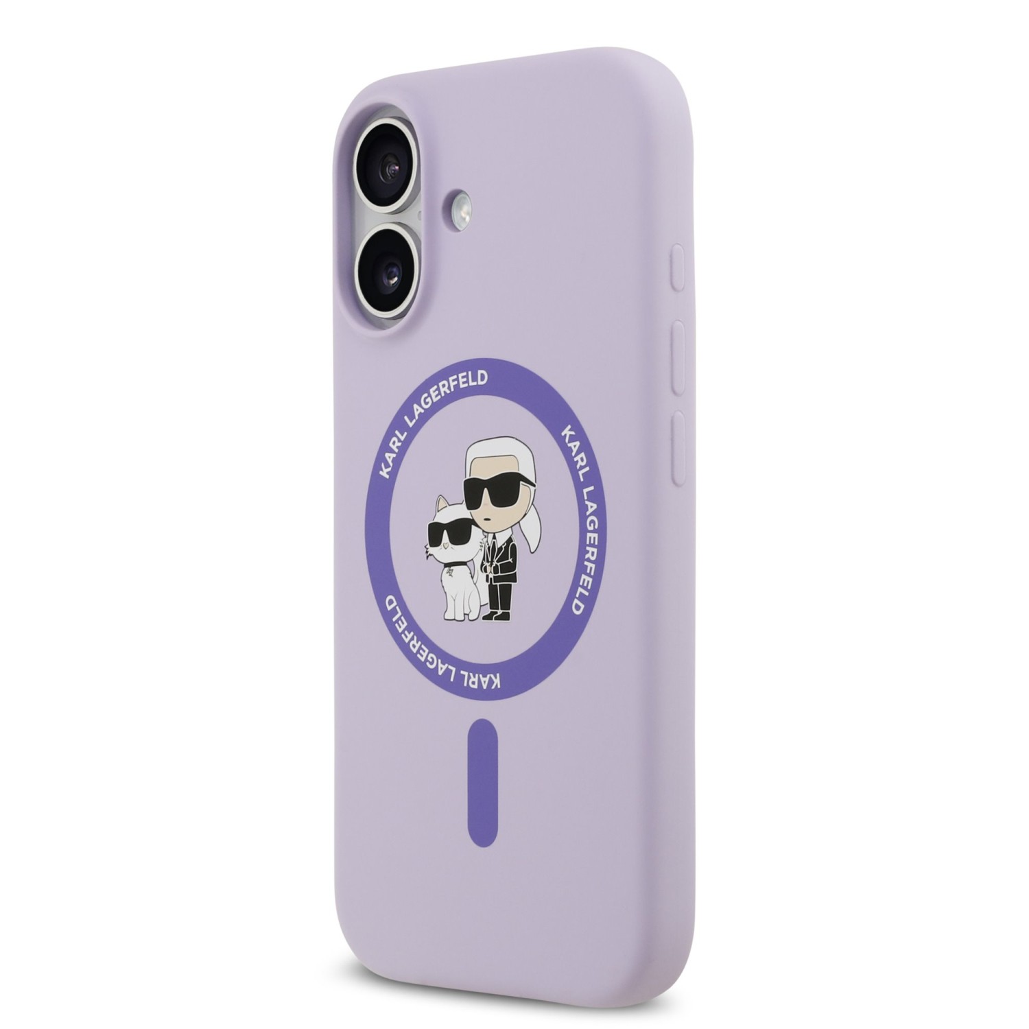 Karl Lagerfeld Liquid Silicone Karl and Choupette MagSafe Zadní Kryt pro iPhone 17 Purple