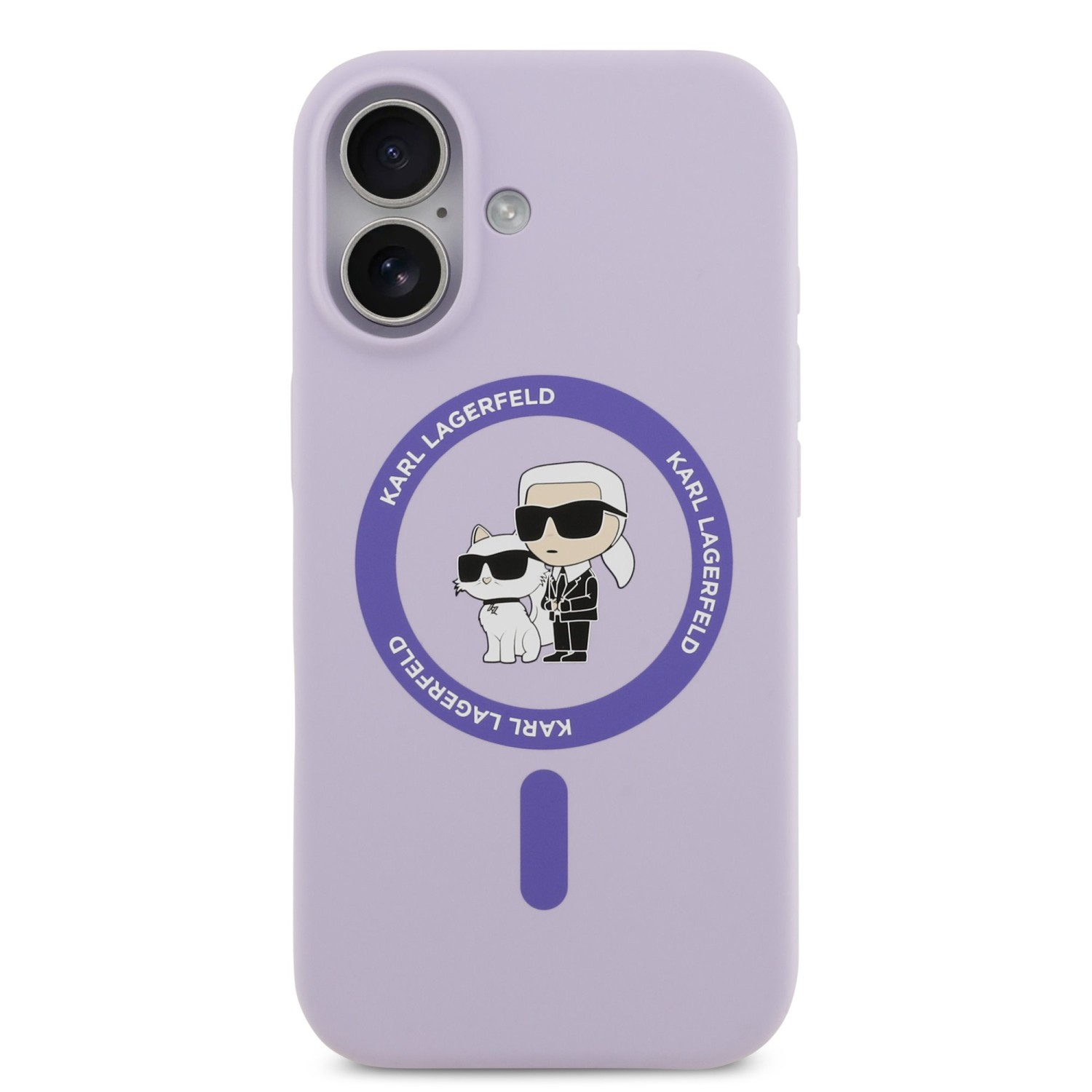 Karl Lagerfeld Liquid Silicone Karl and Choupette MagSafe Zadní Kryt pro iPhone 17 Purple
