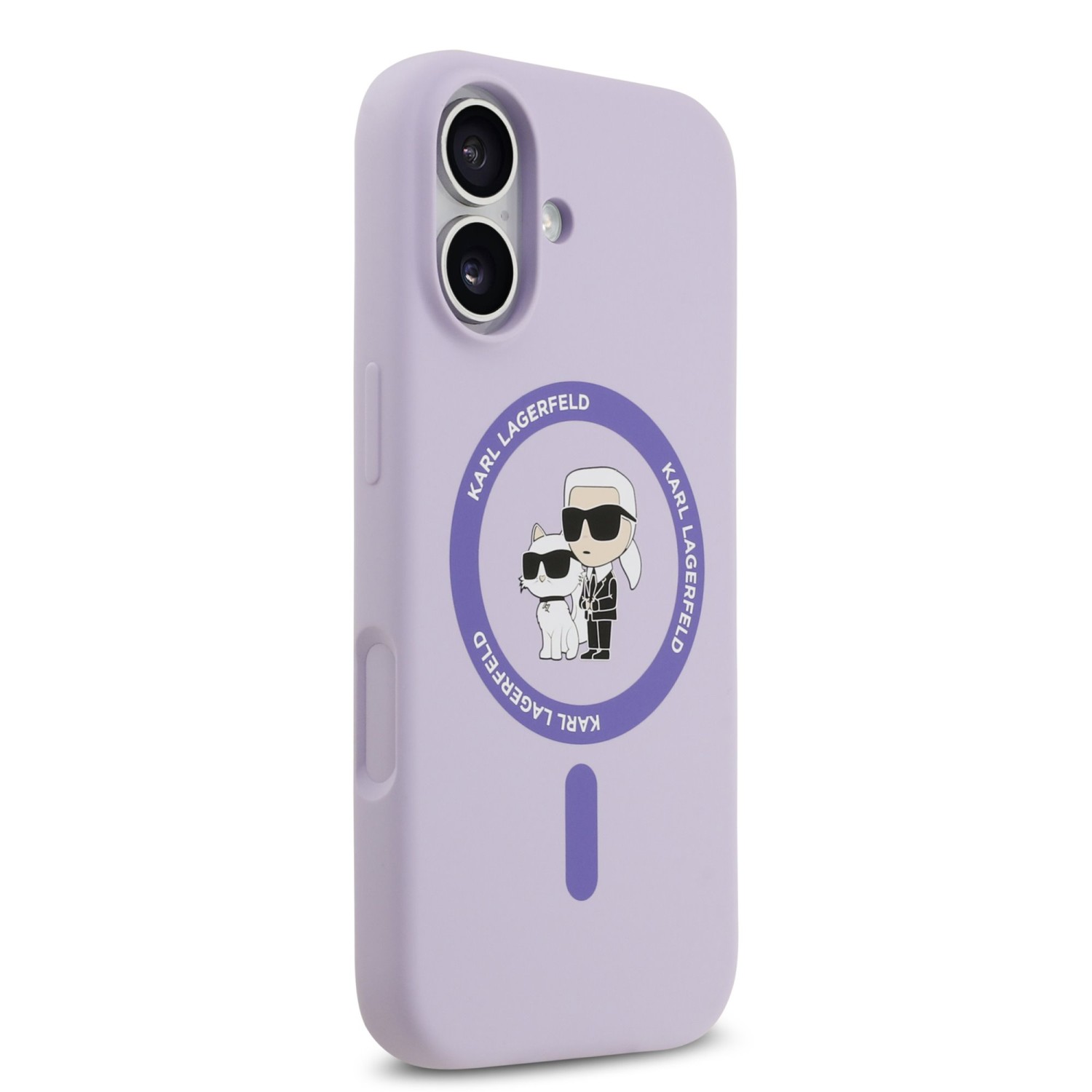 Karl Lagerfeld Liquid Silicone Karl and Choupette MagSafe Zadní Kryt pro iPhone 17 Purple