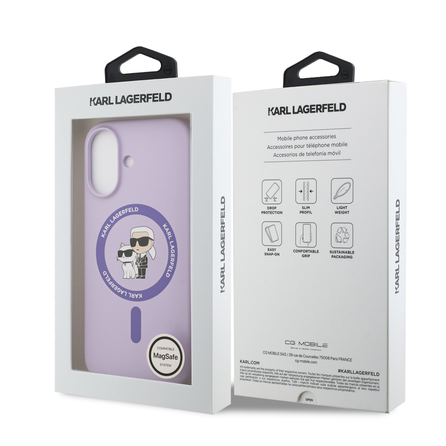 Karl Lagerfeld Liquid Silicone Karl and Choupette MagSafe Zadní Kryt pro iPhone 17 Purple