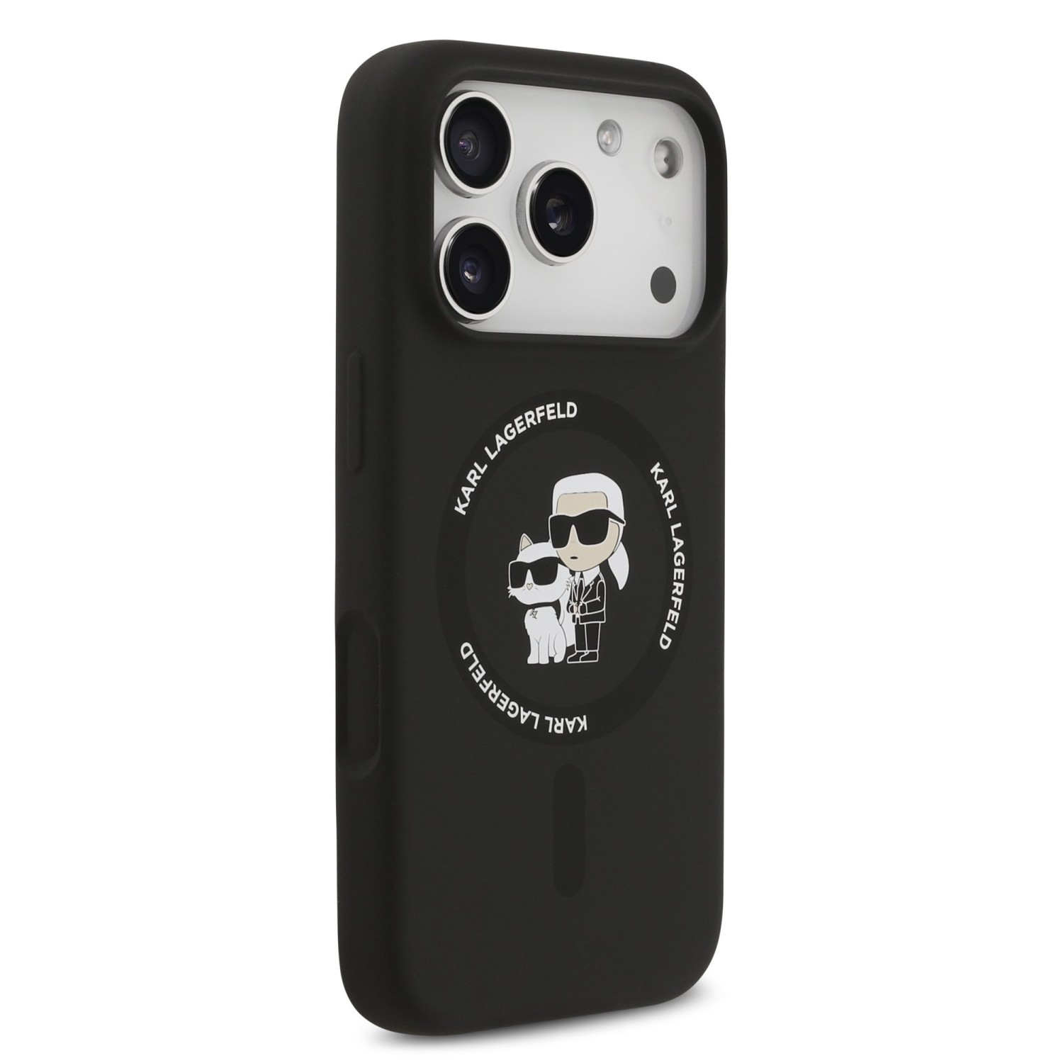 Karl Lagerfeld Liquid Silicone Karl and Choupette MagSafe Zadní Kryt pro iPhone 17 Pro Black