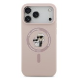 Karl Lagerfeld Liquid Silicone Karl and Choupette MagSafe Zadní Kryt pro iPhone 17 Pro Max Pink