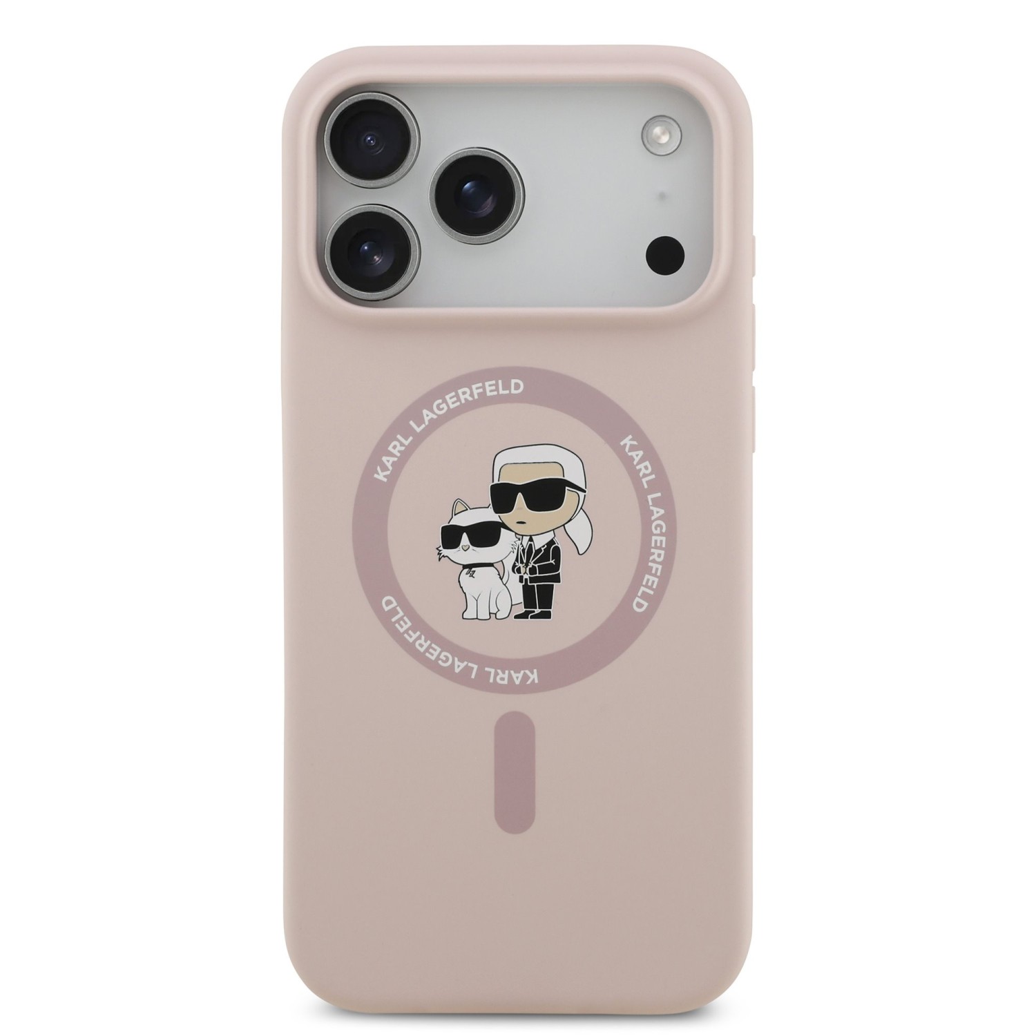Karl Lagerfeld Liquid Silicone Karl and Choupette MagSafe Zadní Kryt pro iPhone 17 Pro Max Pink