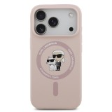 Karl Lagerfeld Liquid Silicone Karl and Choupette MagSafe Zadní Kryt pro iPhone 17 Pro Pink