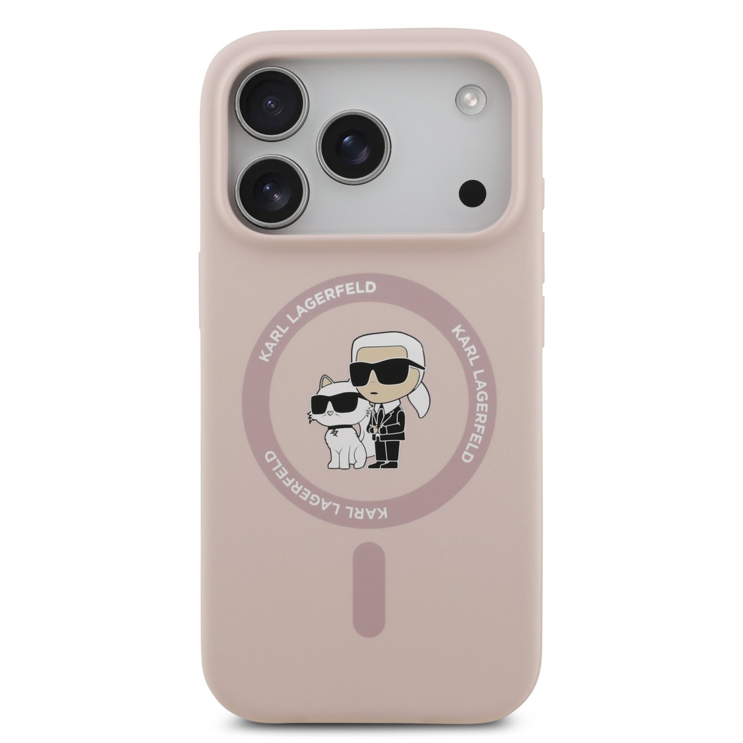 Karl Lagerfeld Liquid Silicone Karl and Choupette MagSafe Zadní Kryt pro iPhone 17 Pro Pink