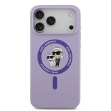 Karl Lagerfeld Liquid Silicone Karl and Choupette MagSafe Zadní Kryt pro iPhone 17 Pro Max Purple