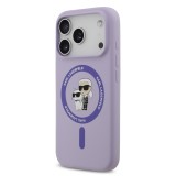 Karl Lagerfeld Liquid Silicone Karl and Choupette MagSafe Zadní Kryt pro iPhone 17 Pro Purple