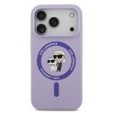 Karl Lagerfeld Liquid Silicone Karl and Choupette MagSafe Zadní Kryt pro iPhone 17 Pro Purple