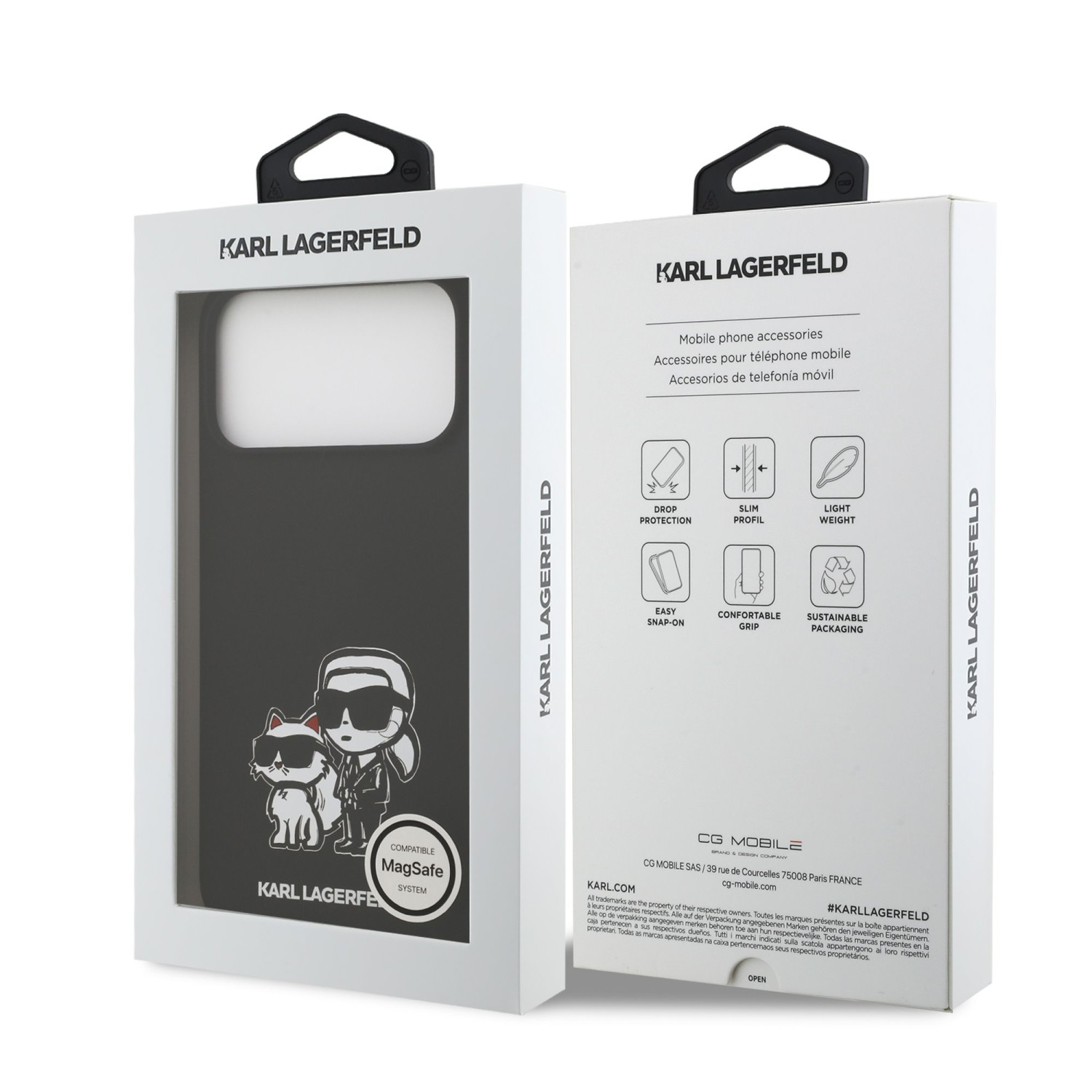 Karl Lagerfeld Liquid Silicone K&CH Sketch MagSafe Zadní Kryt pro iPhone 17 Pro Max Black