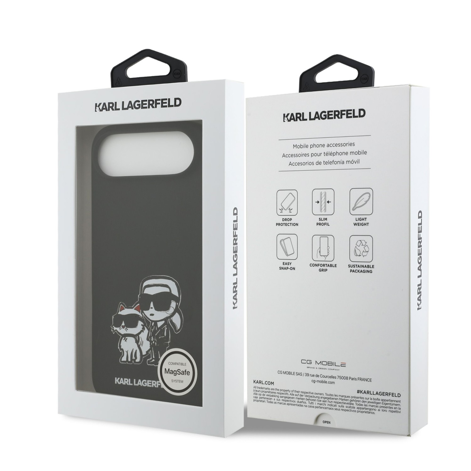 Karl Lagerfeld Liquid Silicone K&CH Sketch MagSafe Zadní Kryt pro iPhone 17 Air Black