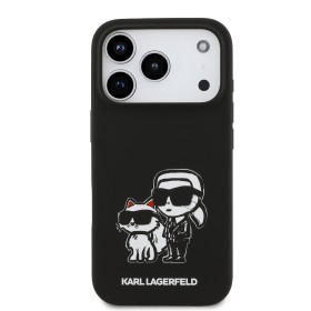 Zadný kryt Karl Lagerfeld Liquid Silicone K&amp;CH Sketch MagSafe pre Apple iPhone 17 Pro, čierna