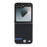 BMW M PU Carbon Blue Line Zadní Kryt pro Samsung Galaxy Z Flip 6 Black