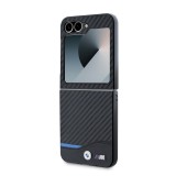 BMW M PU Carbon Blue Line Zadní Kryt pro Samsung Galaxy Z Flip 6 Black