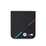 BMW M PU Carbon Tricolor Stripe Zadní Kryt pro Samsung Galaxy Z Flip 6 Black