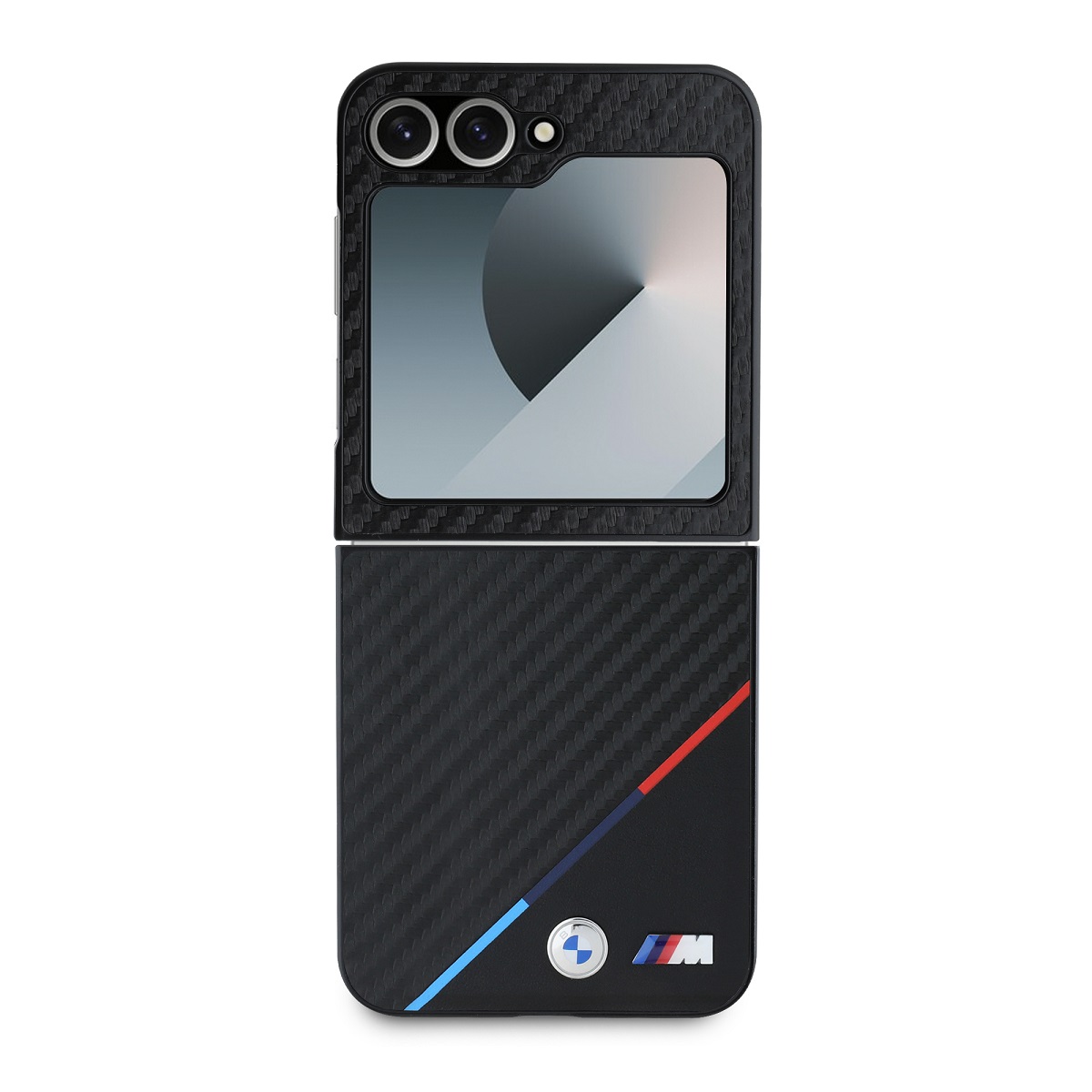 BMW M PU Carbon Tricolor Stripe Zadní Kryt pro Samsung Galaxy Z Flip 6 Black