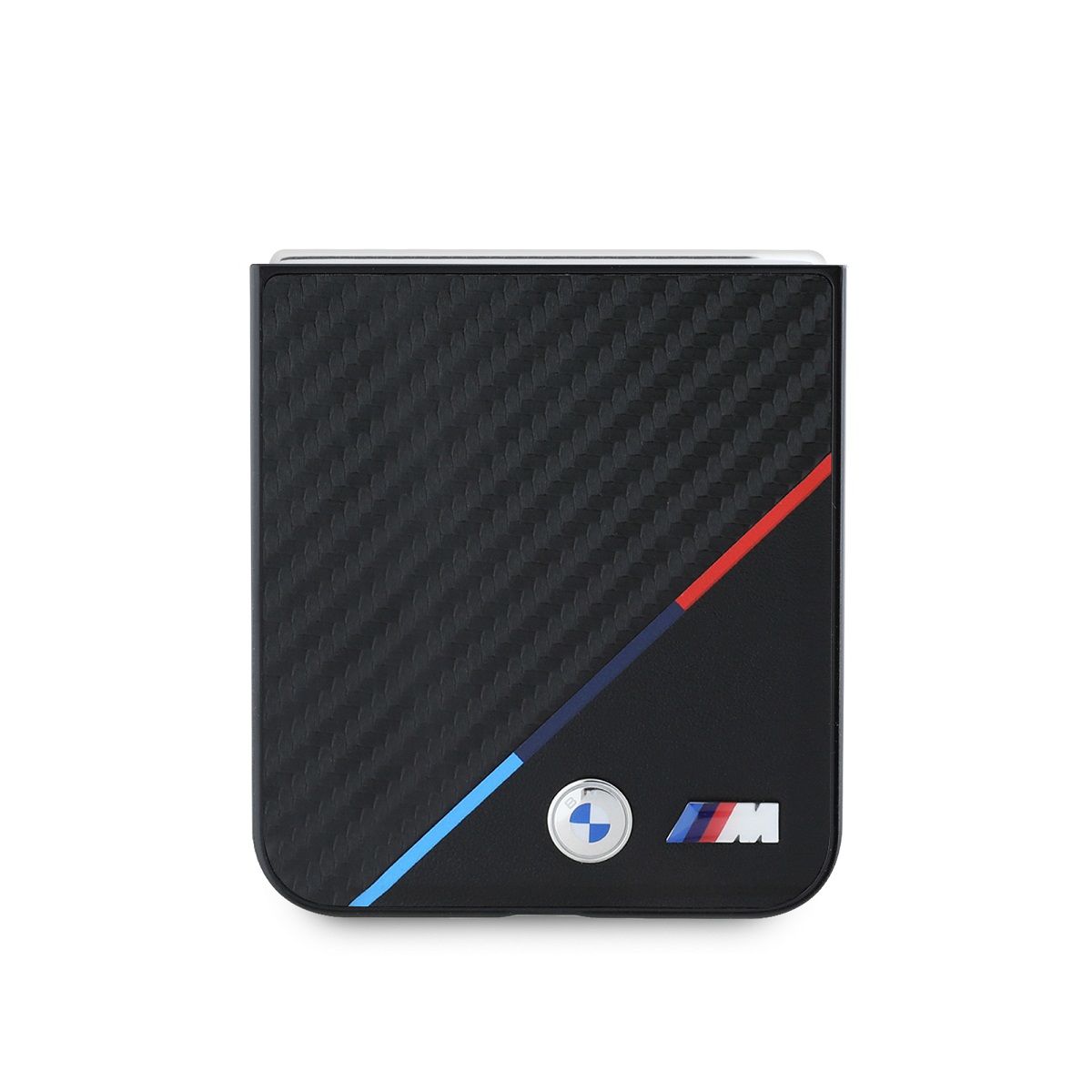 BMW M PU Carbon Tricolor Stripe Zadní Kryt pro Samsung Galaxy Z Flip 6 Black