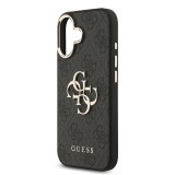 Guess PU Leather 4G Metal Logo Gold Frame Zadní Kryt pro iPhone 17 Black
