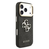 Guess PU Leather 4G Metal Logo Gold Frame Zadní Kryt pro iPhone 17 Pro Black