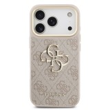Guess PU Leather 4G Metal Logo Gold Frame Zadní Kryt pro iPhone 17 Pro Pink