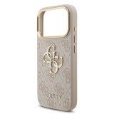 Guess PU Leather 4G Metal Logo Gold Frame Zadní Kryt pro iPhone 17 Pro Pink