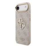 Guess PU Leather 4G Metal Logo Gold Frame Zadní Kryt pro iPhone 17 Air Pink