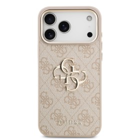 Zadný kryt Guess PU Leather 4G Metal Logo Gold Frame pre Apple iPhone 17 Pro Max, ružová