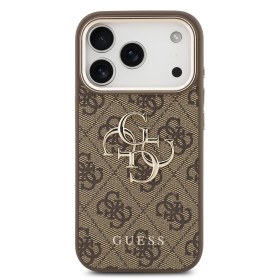 Zadný kryt Goess PU Leather 4G Metal Logo Gold Frame pre Apple iPhone 17 Pro, hnedá