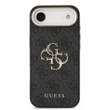 Guess PU Leather 4G Metal Logo Gold Frame Zadní Kryt pro iPhone 17 Air Black