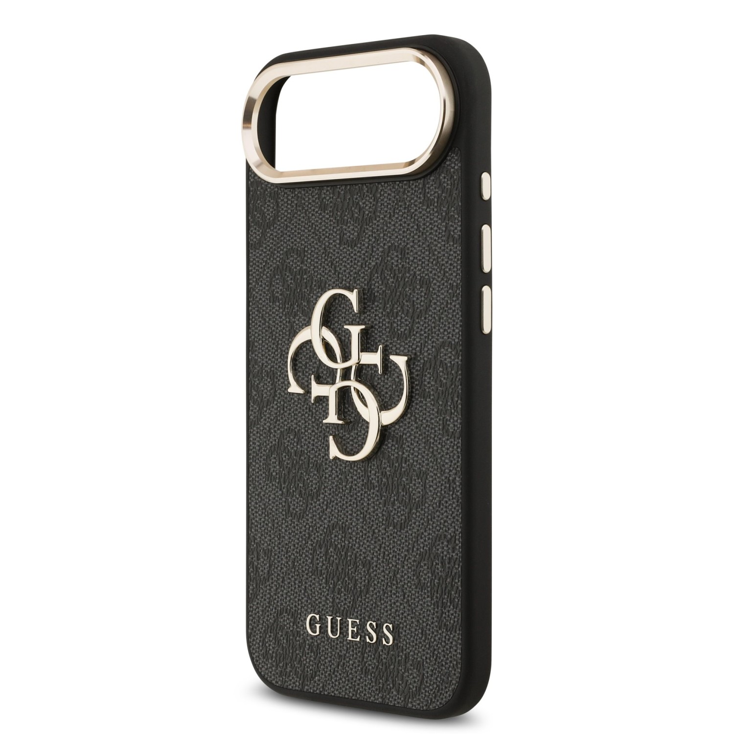 Guess PU Leather 4G Metal Logo Gold Frame Zadní Kryt pro iPhone 17 Air Black
