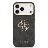Guess PU Leather 4G Metal Logo Gold Frame Zadní Kryt pro iPhone 17 Pro Max Black