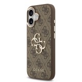 Guess PU Leather 4G Metal Logo Gold Frame Zadní Kryt pro iPhone 17 Brown