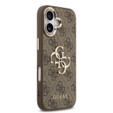Guess PU Leather 4G Metal Logo Gold Frame Zadní Kryt pro iPhone 17 Brown