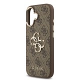 Guess PU Leather 4G Metal Logo Gold Frame Zadní Kryt pro iPhone 17 Brown