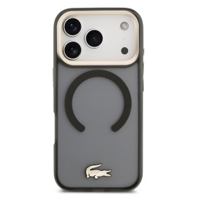 Zadný kryt Lacoste PC/TPU Frosted Finish Gold Logo MagSafe pre Apple iPhone 17 Pro, čierna