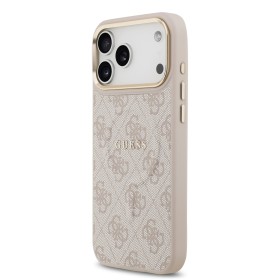 Zadný kryt Guess PU Leather 4G Gold Frame MagSafe Apple pre iPhone 17 Pro Max, ružová
